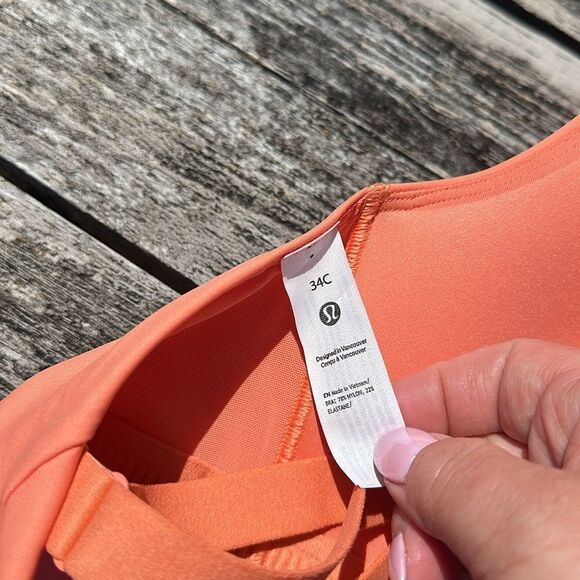 Lululemon Energy Bra High Support Zip-Front High Support 34C NWT coral kiss 💋 - Picture 6 of 7